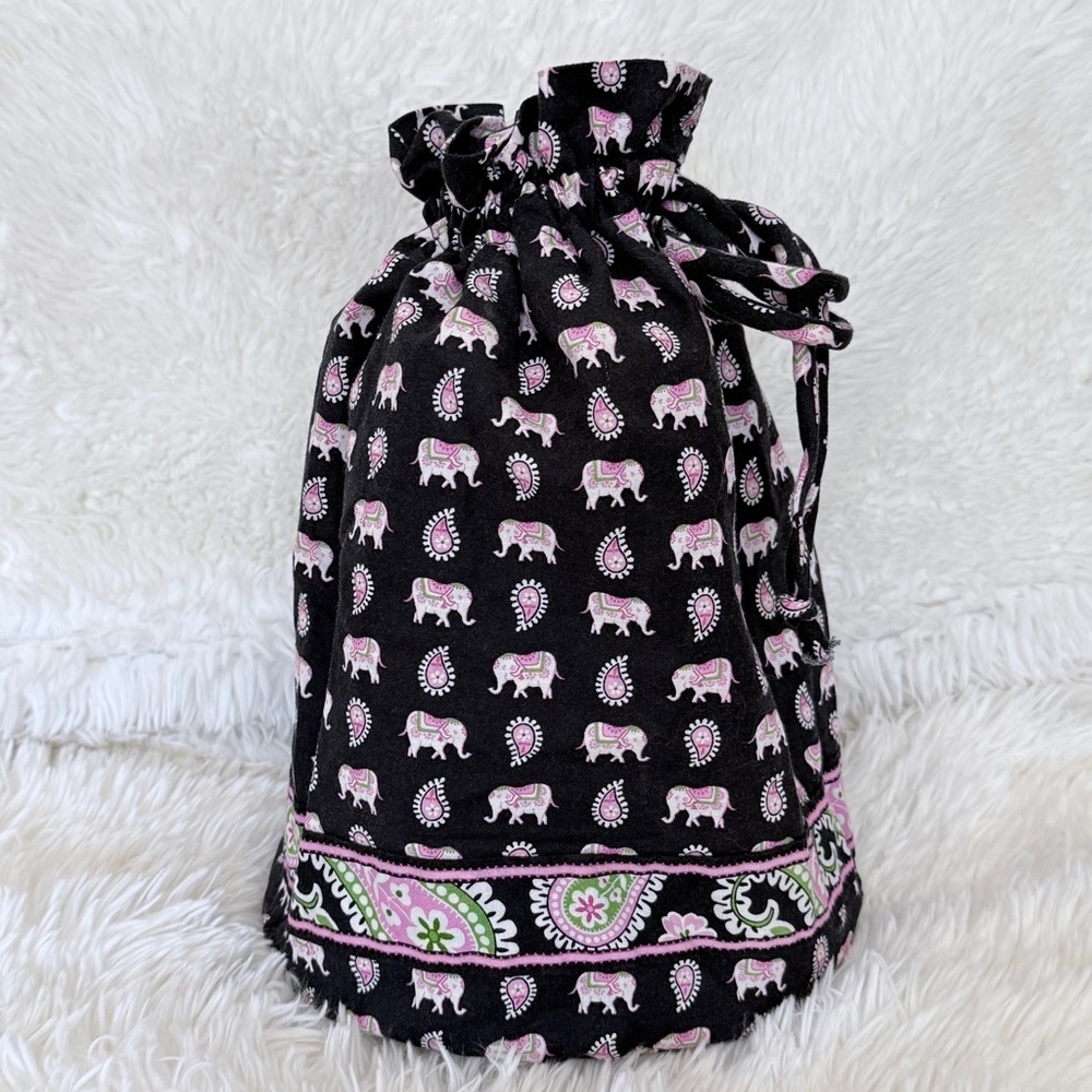 Vera Bradley Pink Elephants Quilted Lined Travel Laundry Bag